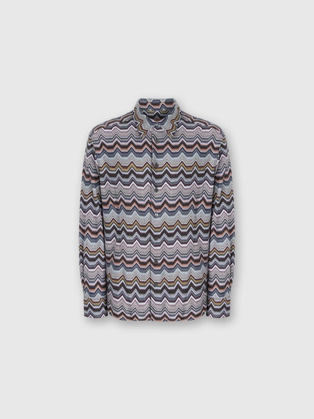 Long Sleeve Shirt with Geometric Zigzag, Multicoloured  - US25WJ02BR012ZS91P1