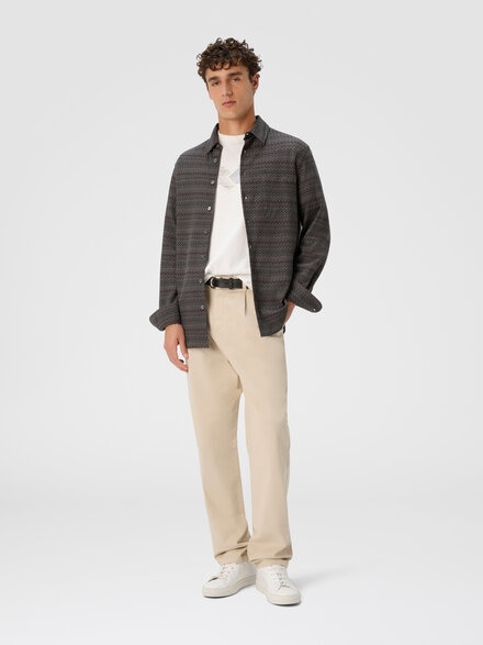 Shirt with micro zigzag tone on tone, Grey - US25WJ02BR013KS91PX