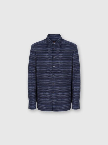 Shirt with Micro Zigzag Tone on Tone, Blue - US25WJ02BR013KSM9S6