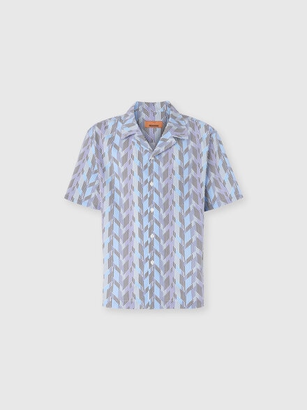 Bowling shirt with zigzag pattern, Blue - US25WJ03BW00Y1S72MV