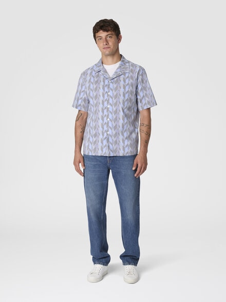 Bowling shirt with zigzag pattern, Blue - US25WJ03BW00Y1S72MV