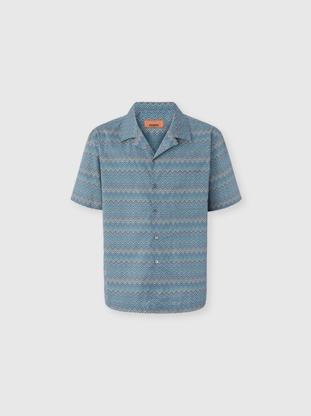 Bowling Shirt with Zigzag Pattern, Multicoloured  - US25WJ03BW00Y1SM9S7