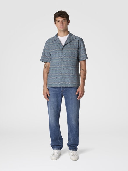 Bowling shirt with zigzag pattern, Multicoloured  - US25WJ03BW00Y1SM9S7
