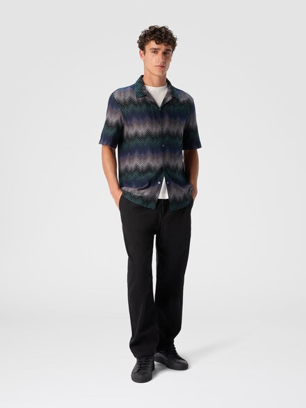 Bowling shirt with irregular zigzag, Blue & Green - US25WJ04BR012XS91P2