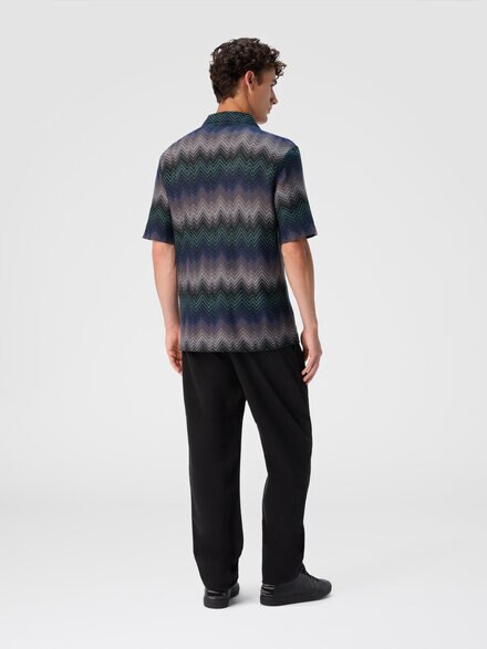 Bowling shirt with irregular zigzag, Blue & Green - US25WJ04BR012XS91P2