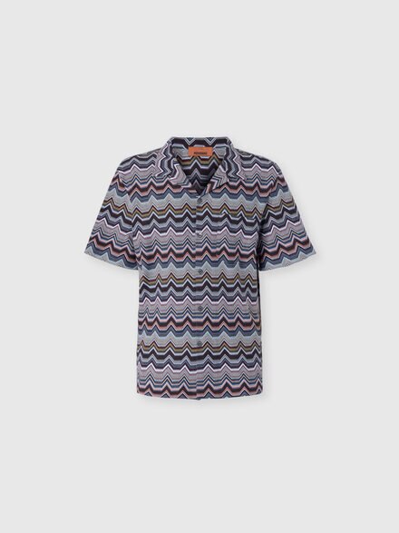 Bowling Shirt with Geometric Zigzag, Multicoloured  - US25WJ04BR012ZS91P1