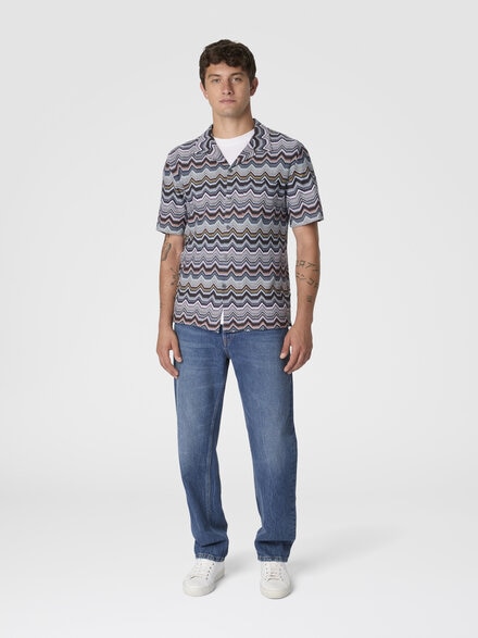 Bowling shirt with geometric zigzag, Multicoloured  - US25WJ04BR012ZS91P1