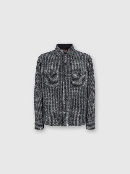 Overshirt in Wool-Cotton Blend with Zigzag Pattern, Multicoloured  - US25WJ07BC005FS91P0