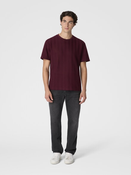 Camiseta cuello redondo de algodón y viscosa raschel, Borgoña - US25WL02BR0122S417O