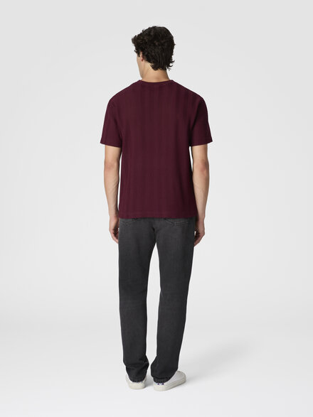 Camiseta cuello redondo de algodón y viscosa raschel, Borgoña - US25WL02BR0122S417O