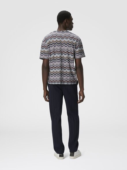 Camiseta cuello redondo con zigzag geométrico, Multicolor  - US25WL02BR012ZS91P1