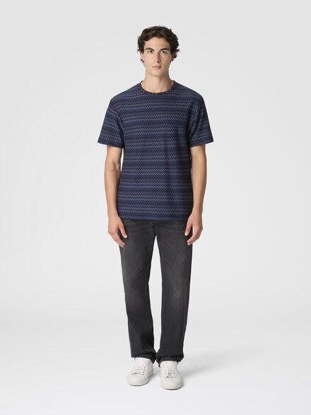 Camiseta cuello redondo con micro zigzag, Azul Oscuro - US25WL02BR013KSM9S6