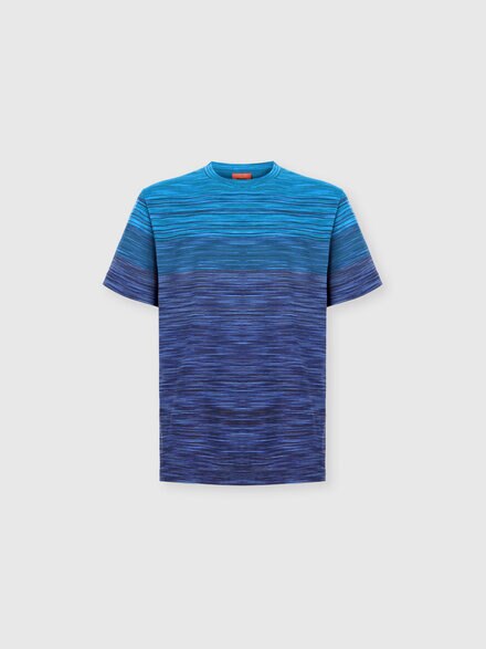 T-Shirt with Faded Flame Pattern, Blue - US25WL03BJ00E5S72LR