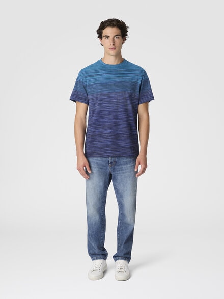 Camiseta con motivo flameado degradado, Azul Oscuro - US25WL03BJ00E5S72LR