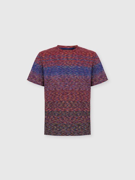 T-Shirt with Faded Flame Pattern, Burgundy & Blue - US25WL03BJ00E5SM9R8