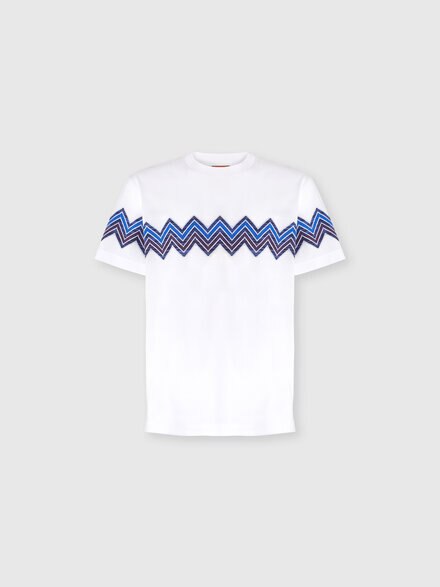 T-Shirt with Maxi Chevron Insert, White  - US25WL04BJ00ONS01J1