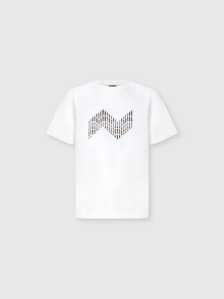 Short Sleeve T-Shirt with Geometric Zigzag Insert and Logo, Multicoloured  - US25WL07BJ00OYS01I6