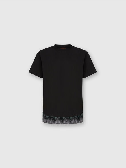 Short Sleeve T-Shirt with Irregular Zigzag Insert, Black - US25WL0DBJ00OIS91PU