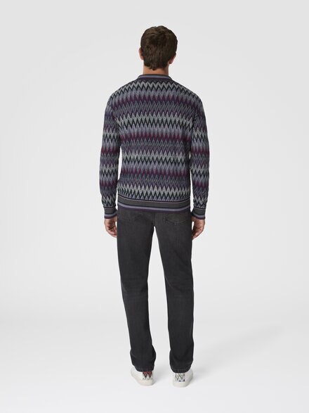 Zigzag cardigan in pure wool, Multicoloured  - US25WM06BR012YS4173