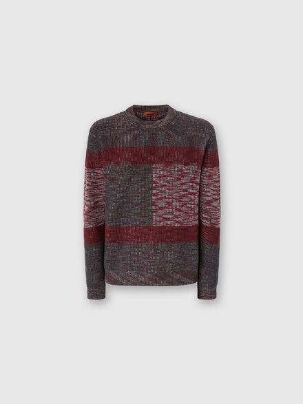 Maglia girocollo  a quadri, Grigio & Bordeaux - US25WN09BK01B1F903F