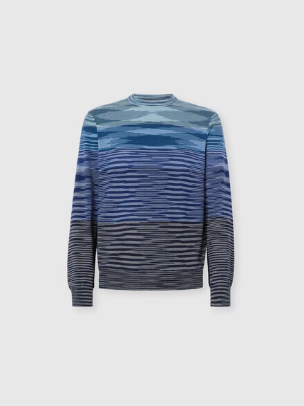 Crew Neck Sweater in Pure Flame Wool, Blue - US25WN0TBK015US72MN