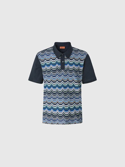 Crew Neck Sweater with Wave Pattern, Blue - US25WN0VBK01DBS72ML