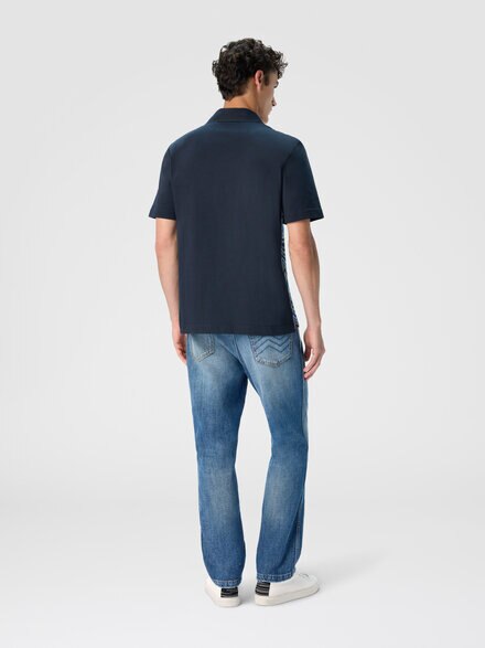 Crew neck sweater with wave pattern, Blue - US25WN0VBK01DBS72ML
