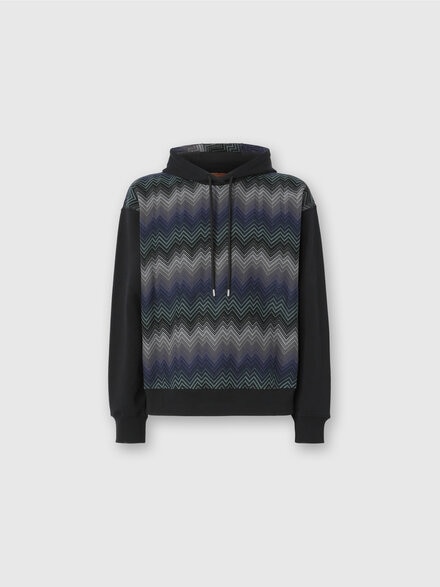 Sudadera con capucha con inserto zigzag, Negro - US25WW05BJ00OHS91PU