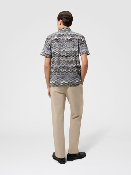 Cotton polo shirt with Raschel knit and Greek motif, Green - US26S20BBR014OS616H