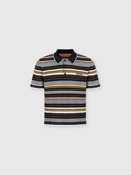 Gestreiftes Poloshirt aus Baumwolle mit gesticktem Logo-Schriftzug, Mehrfarbig  - US26S20OBK01HJSM9YX