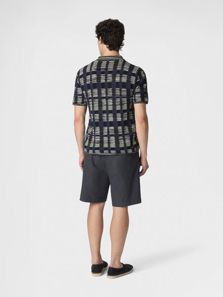 Cotton and viscose polo shirt with check pattern, Beige& White  - US26S20TBK01HYSMSMR