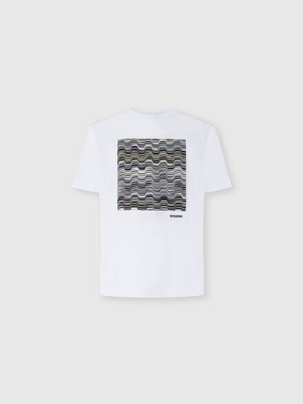 T-shirt girocollo in cotone con dettagli motivo snake, Beige& Bianco  - US26SL0GBJ00QKS01L3