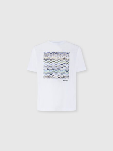 T-shirt girocollo in cotone con dettagli motivo snake, Beige& Bianco  - US26SL0GBJ00QKS01L5