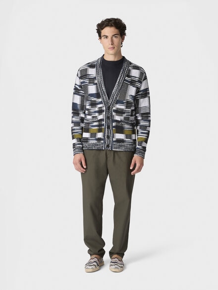 Cotton-blend cardigan with check pattern, Multicoloured  - US26SM0DBK01HVSMSME