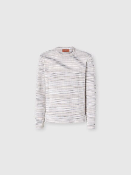 Ribbed crew-neck flamed cotton pullover, Multicoloured  - US26SN03BK01GDS01KF