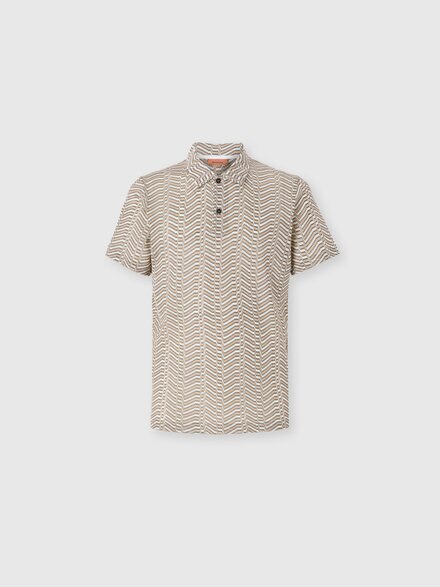 Polo en viscosa y algod&oacute;n con motivo greca, Multicolor  - US26W200BR015MS01LY