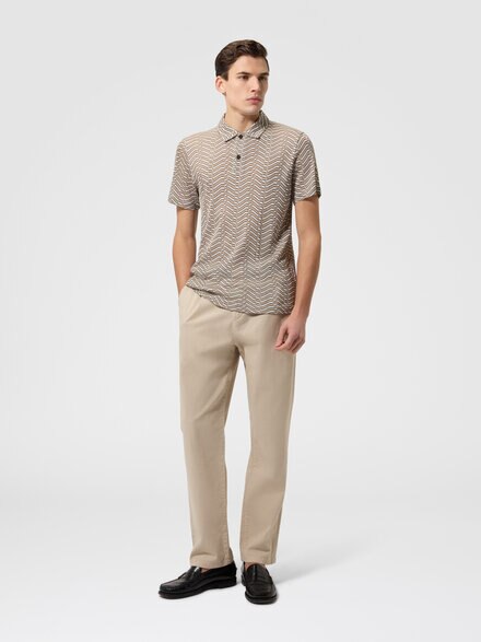Polo en viscosa y algod&oacute;n con motivo greca, Multicolor  - US26W200BR015MS01LY