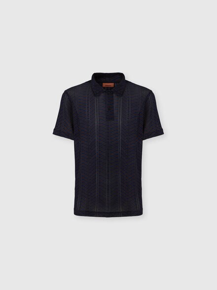Viscose and cotton polo shirt with Greek key motif, Multicoloured  - US26W200BR015MSMSOL
