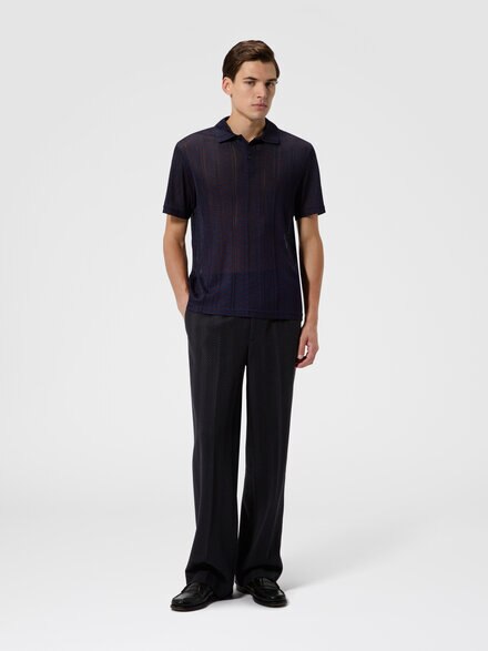 Viscose and cotton polo shirt with Greek key motif, Multicoloured  - US26W200BR015MSMSOL
