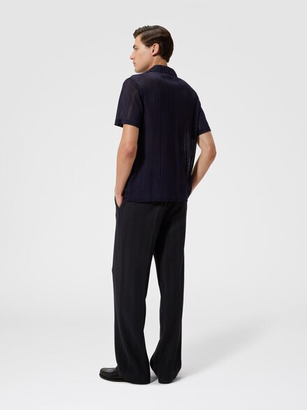 Viscose and cotton polo shirt with Greek key motif, Multicoloured  - US26W200BR015MSMSOL