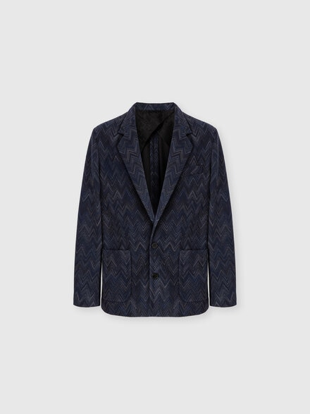 Cotton and viscose zig zag blazer, Multicoloured  - US26WF05BR0163S91T1