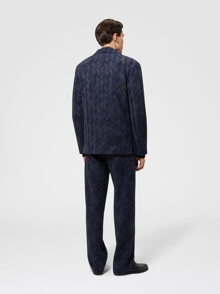Cotton and viscose zig zag blazer, Multicoloured  - US26WF05BR0163S91T1