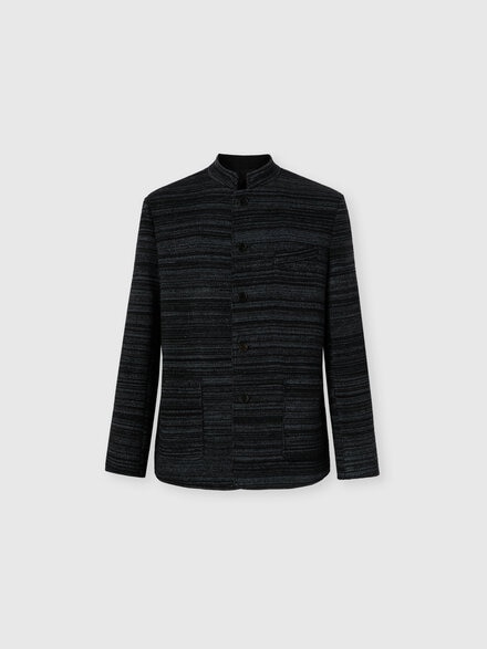 Striped wool and viscose knit jacket, Grey - US26WF07BT00AQS91TB
