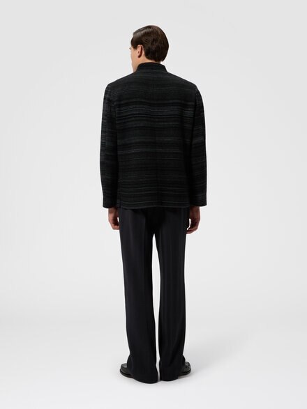 Striped wool and viscose knit jacket, Grey - US26WF07BT00AQS91TB