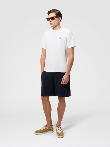 Cotton fleece shorts with knit inserts, Blue - US26WI03BJ00RBS72RV
