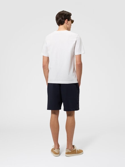 Cotton fleece shorts with knit inserts, Blue - US26WI03BJ00RBS72RV