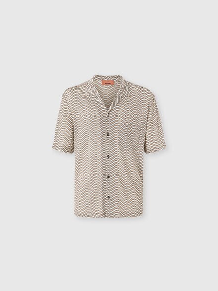 Viscose knit bowling shirt with Greek key motif, Multicoloured  - US26WJ01BR015MS01LY