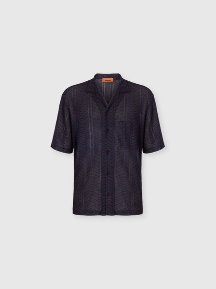 Viscose knit bowling shirt with Greek key motif, Multicoloured  - US26WJ01BR015MSMSOL