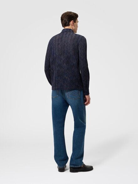 Striped wool and viscose knit shirt, Multicoloured  - US26WJ04BR0163S91T1