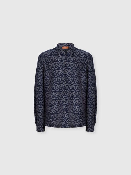 Camisa en cachemira zig zag, Azul Marino  - US26WJ07BR014MS72Q0